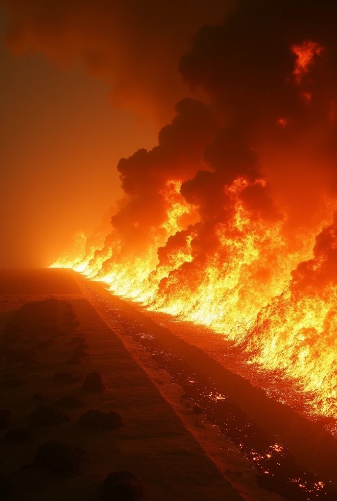 long horizontal image of fire