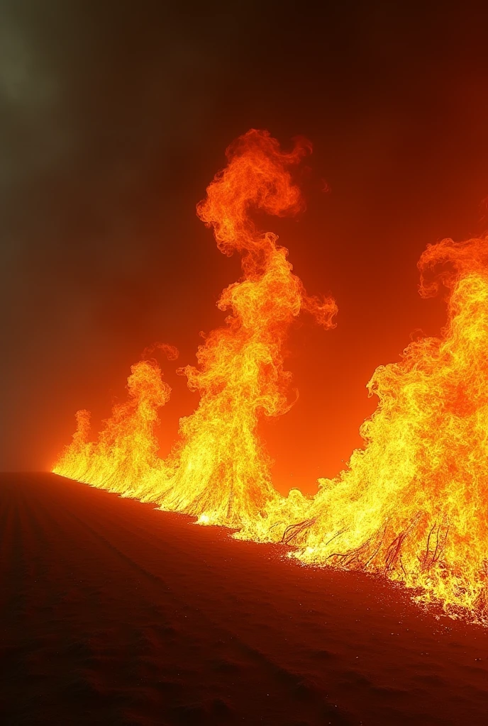 long horizontal image of fire