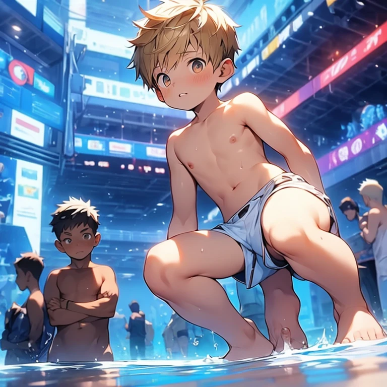 2 boys,male couple,Shota,Naked,Thin and sexy,blond,bondage,blush,crowd,first time having sex,Exhibitionism,x-ray crotch,Leaking glans,In the water,open knees,spread thighs