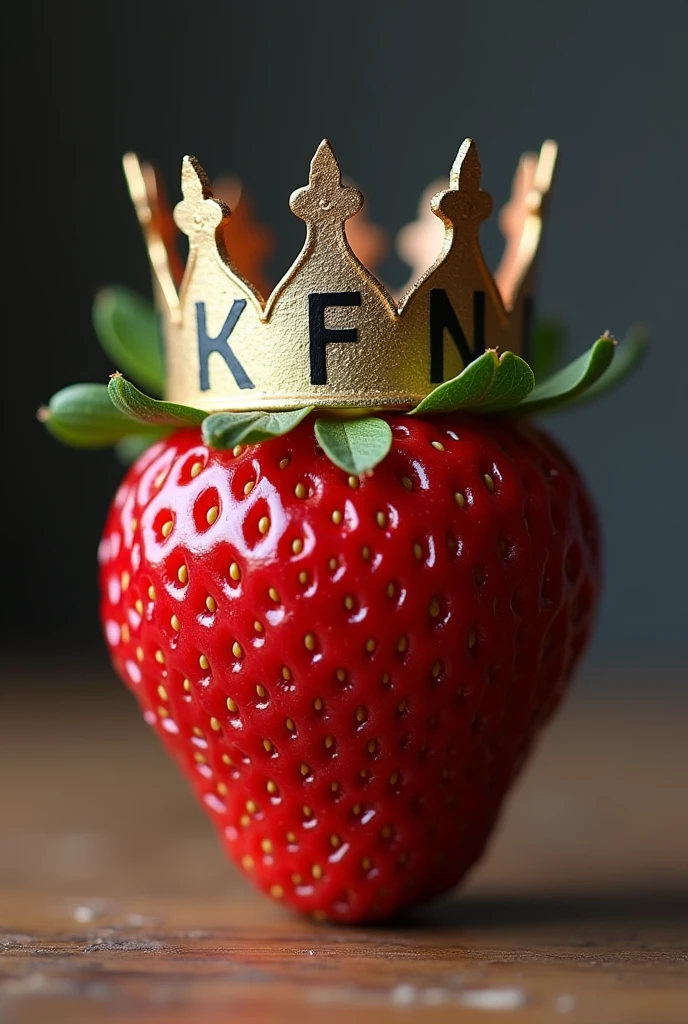 Strawberry with a king's crown and the crown has an F and an S All in black and white (The letters are small on the crown )