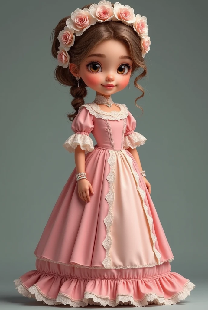 bonita nova no estilo vitoriano、Cabrito、Young Child 1. **moda**: Victorian fashion is characterized by sleek and elegant design。Ruffles and laces、Espartilhos、Tente incorporar elementos como vestidos longos。 2. **penteado em**: Women's hairstyles in the Victorian era are often complex and delicate。Upstyling e curling、It's also a good idea to add ribbons and floral ornaments to your hair.。 3. **Characteristics**: Facial features of girl with soft features、Embelezamento、kawaii、Lindo 5. **Accessorized**: Accessories played an important role in the Victorian era。hats、colares、Luvas、Guarda-chuvas, etc.、Calling accessories with attention to detail、You can give personality to your character。 vestido bonito、Floral、Trajes luxuosos、pink there、PastelColors