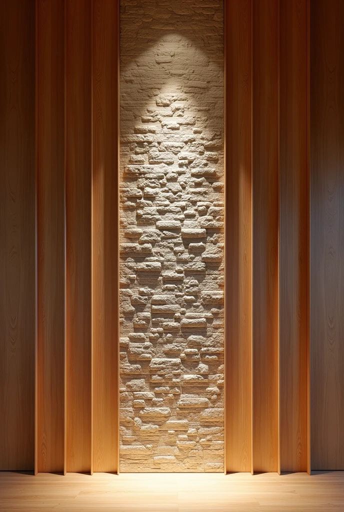 I want to draw a pine wall 8m high and 5m wide, with stone grain in the middle, wooden on both sides.