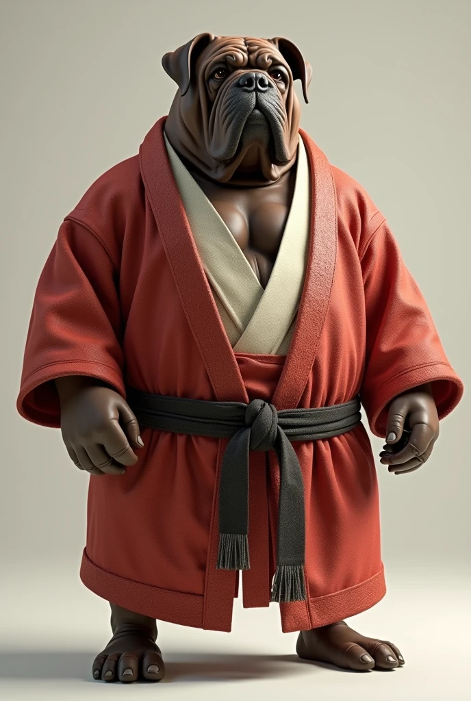 Bordeaux Mastiff. Wearing a sumo outfit.