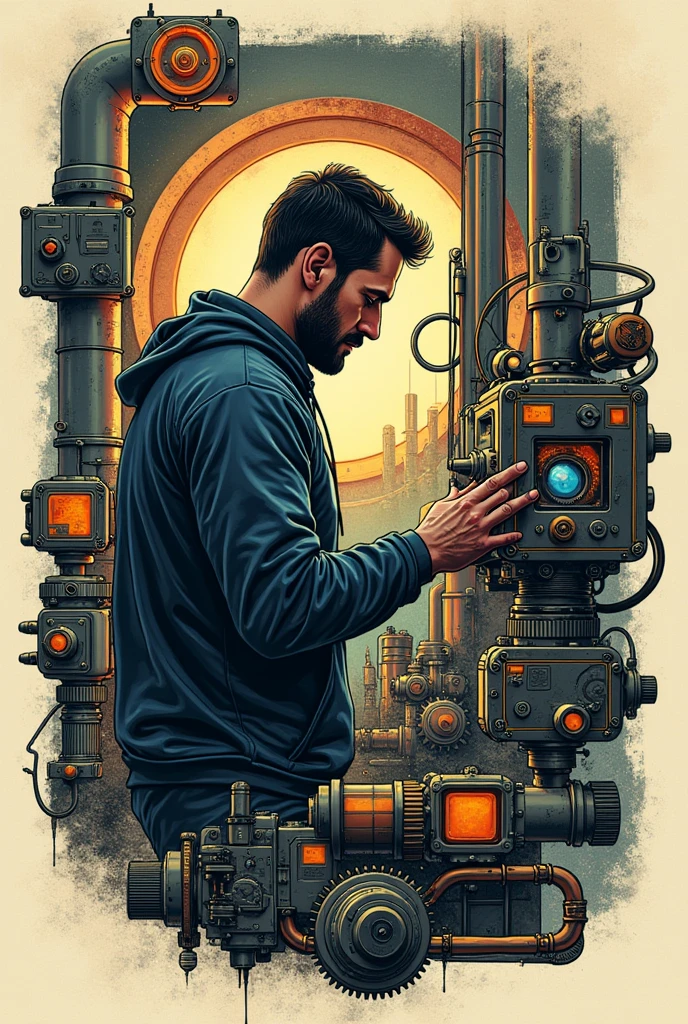 -shirt print in mechanical technology