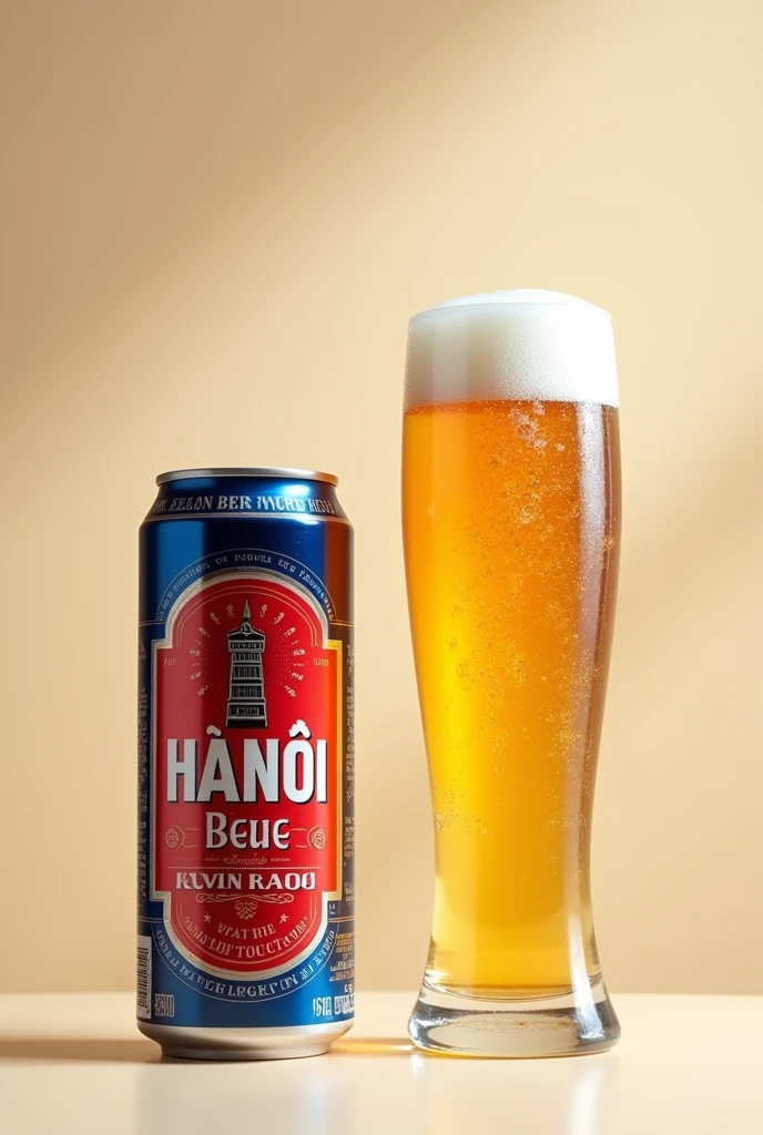 HANOI BEER CAN WITH A CUP OF BEER