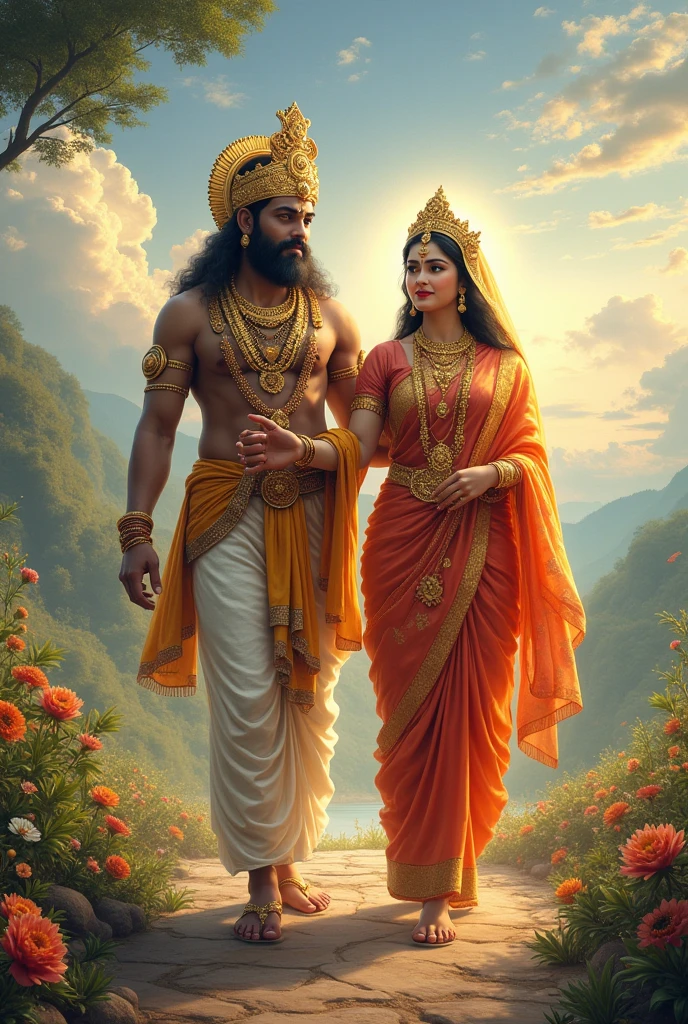 Tirupati Balaji walking with mahalaxmi