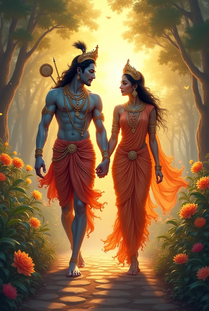 Vishu bhagwan walking with mahalaxmi
