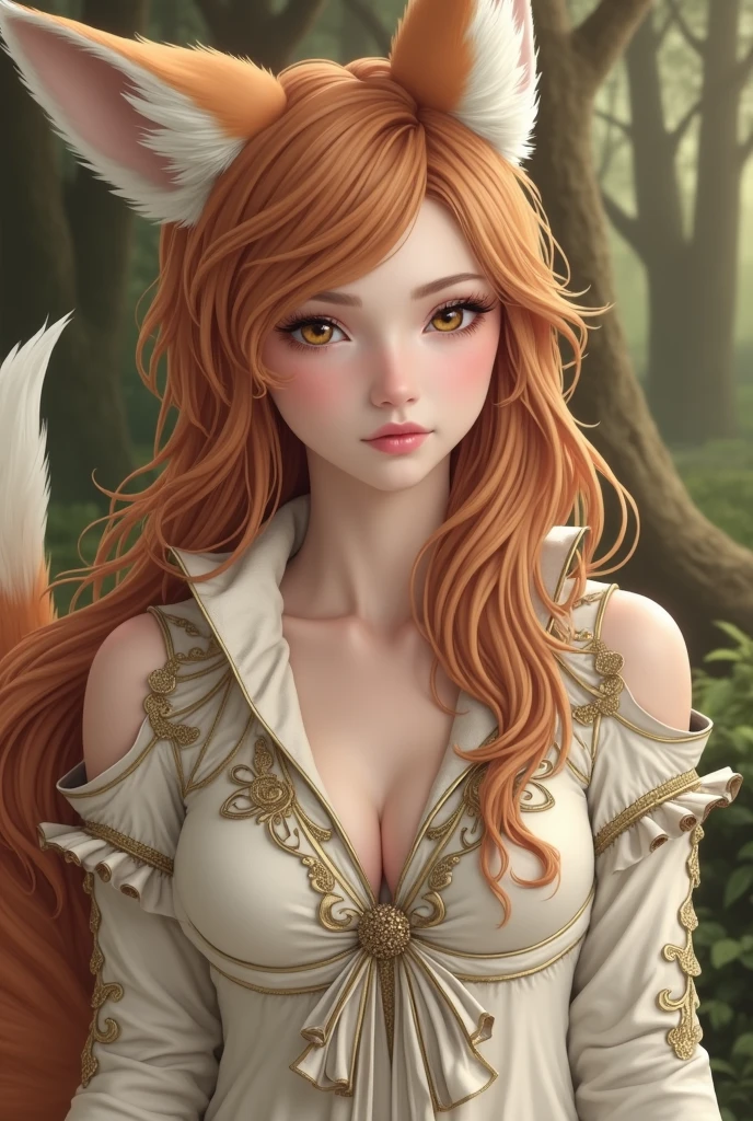 fox girl with red hair and tail