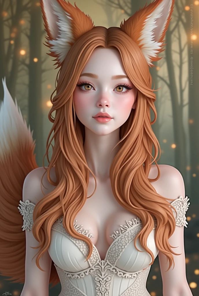 fox girl with red hair and tail