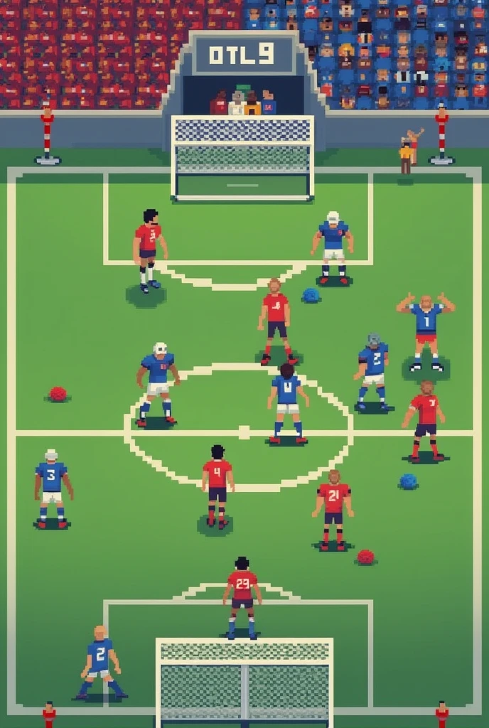 Red vs blue team foot ball in pixel form in png format