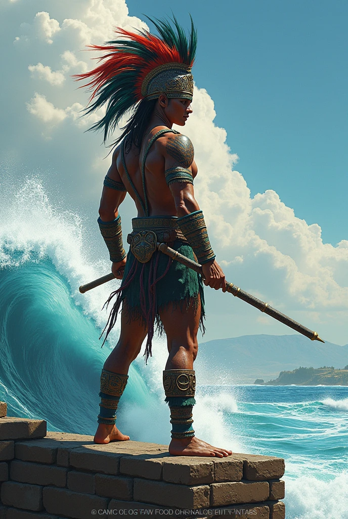 Indian chief fishing for a shark
