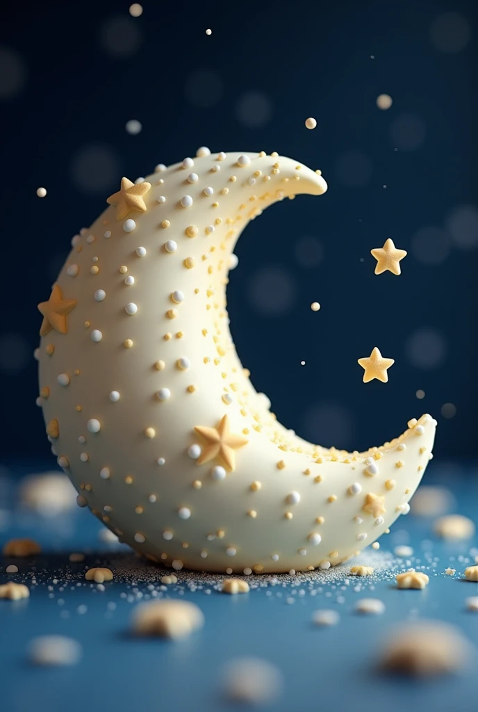 Design a moon shaped cake or moon shaped cake. You can add details like stars and polka dots to make the moon look like a decorated cake..
