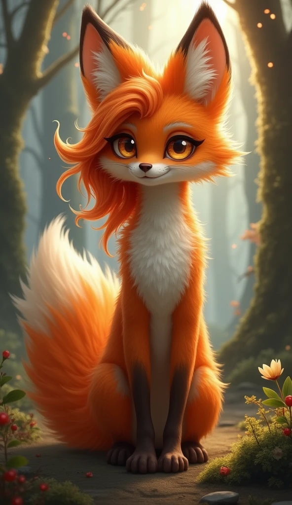 fox girl with red hair and tail