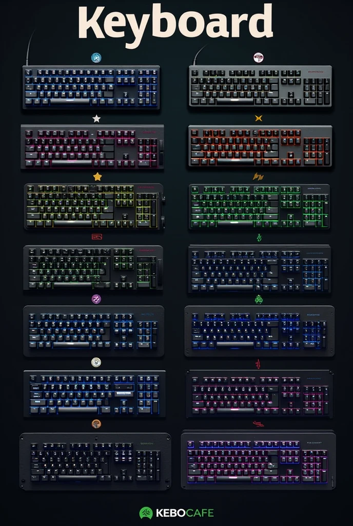 Keyboard type - such as a regular keyboard (membrane), Mechanical keyboard (mechanical), Wireless keyboard (wireless), and gaming keyboard (gaming).
คุณสมบัติหลัก - ความแตกต่างของสวิตช์ในMechanical keyboard เช่น สวิตช์แบบ Cherry MX, razer, And others.
Usage - The appropriate usage for each type, such as general printing., Gaming, Design work, etc..
Comfort and Design – Typing Comfort Considerations, Backlit design, Keyboard size (full-size, tenkeyless, compact).
Recommended Brands and Models - Popular and high-quality keyboards from various brands..