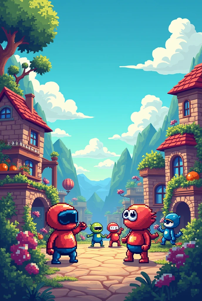 A pixel art video game themed twitch banner