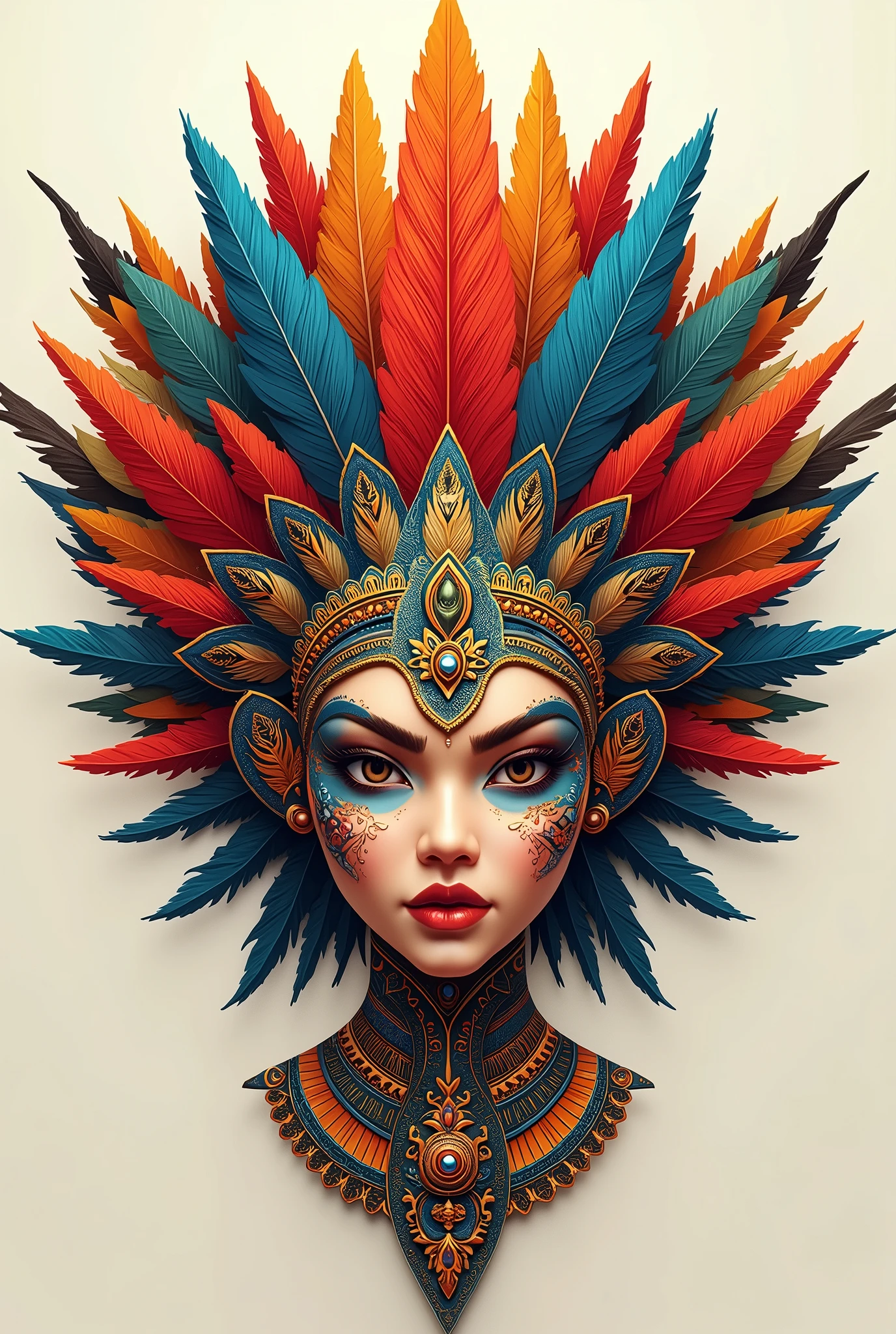Create a beautiful illustration of Philippines mask-headdress design that feels like representing "WIKA" vibes (Front view). No human, must be only headdress. With Philippines symbolism