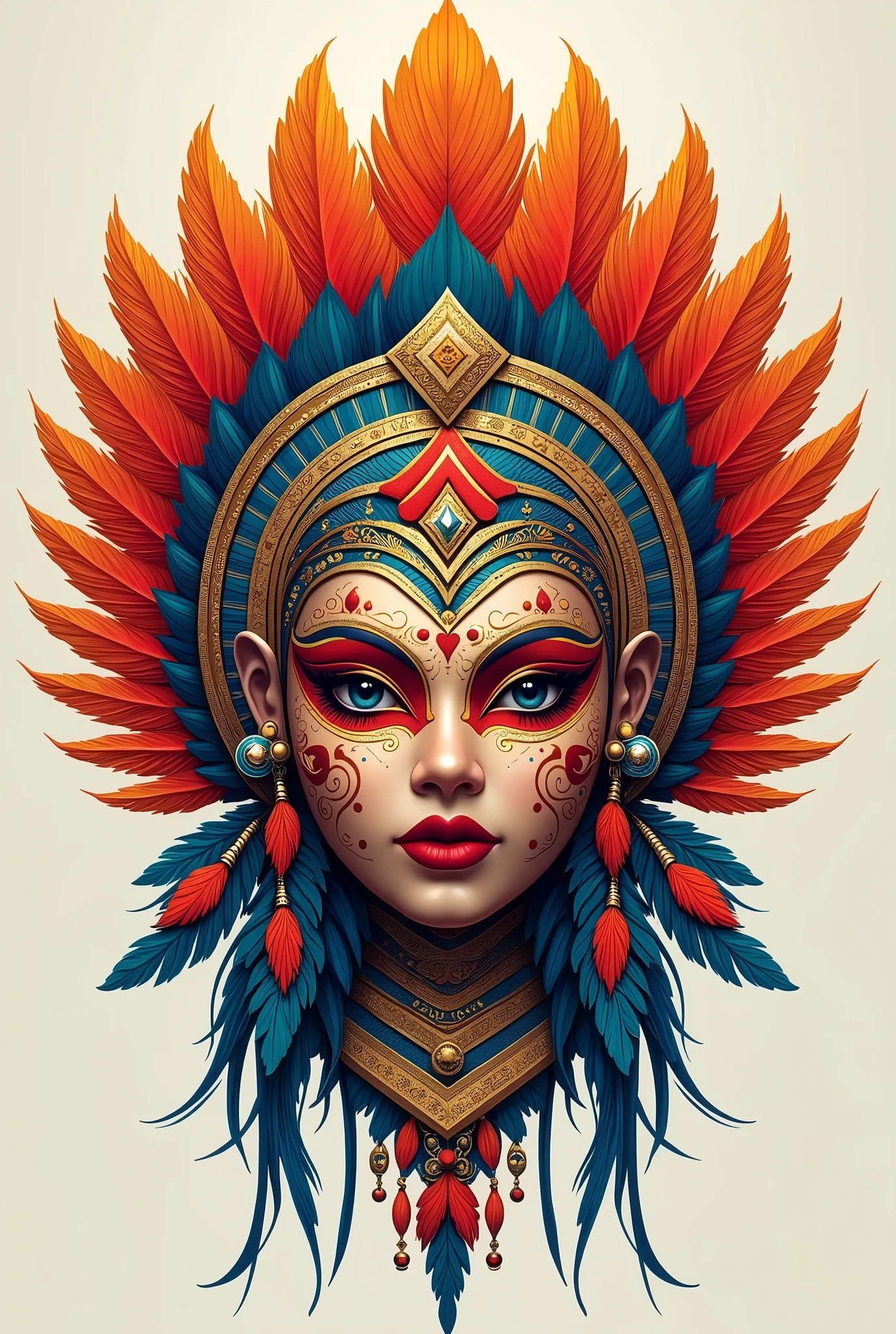 Create a beautiful illustration of Philippines mask-headdress design that feels like representing "WIKA" vibes (Front view). No human, must be only headdress. With Philippines symbolism