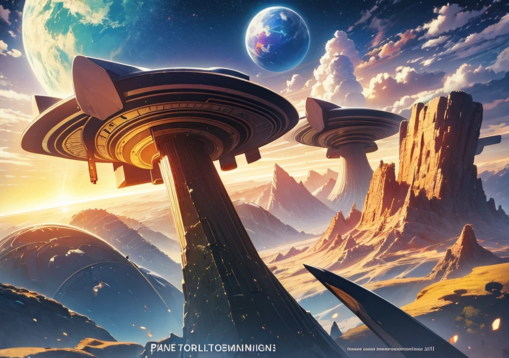 A flat world full of gems, planet, Octane Rendering, Surrealism,magazine cover
