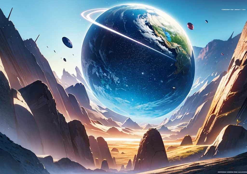 A flat world full of gems, planet, Octane Rendering, Surrealism,magazine cover