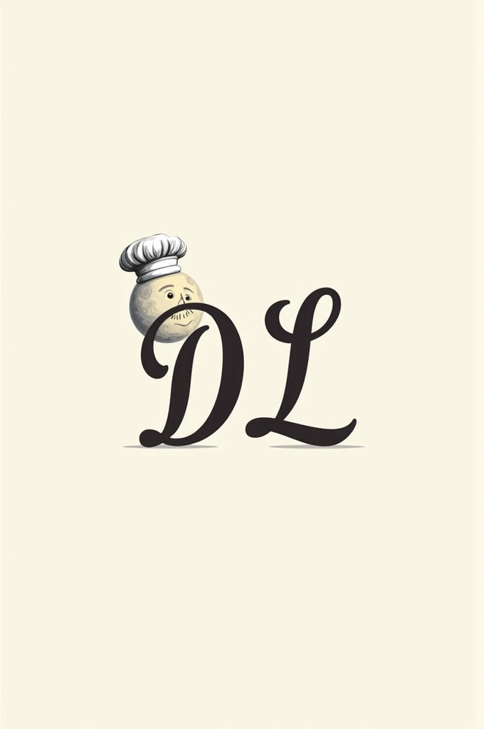 Create a logo with the initials D and L in cursive and designs that feature a moon with a chef&#39;s hat