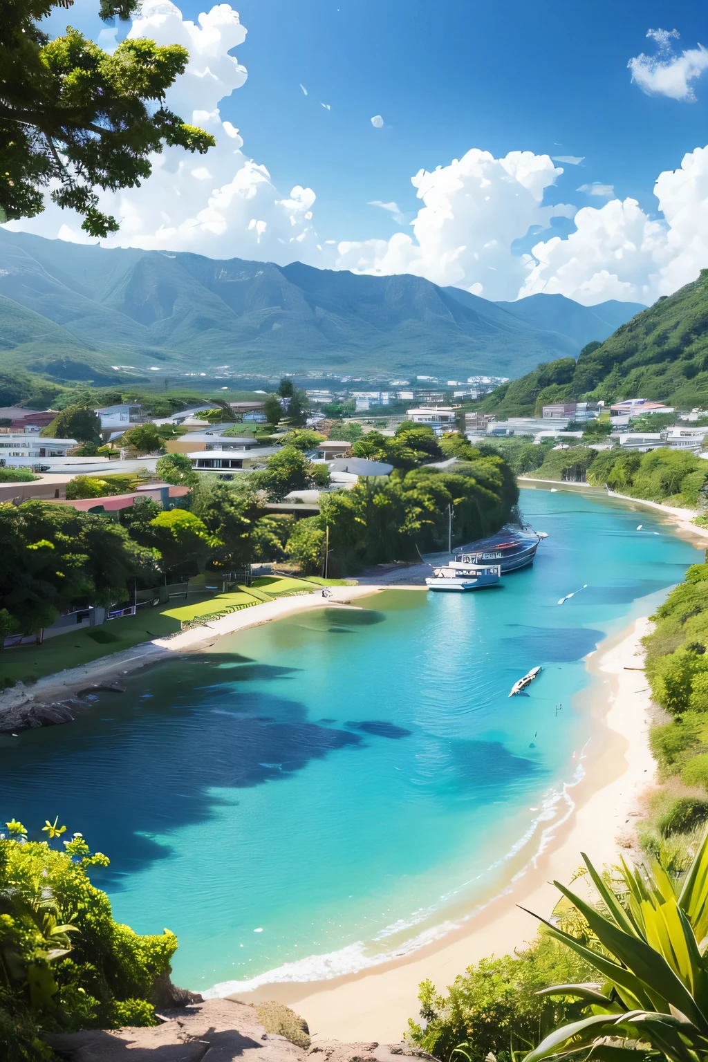 modern Barbados, some mountains, rivers, auspicious clouds, sunshine, your fine ASS masterpieces, super detail, epic composition, ultra HD, high quality, extremely detailed, official art, unified 8k wallpaper, Super detail, 32k -- v 6