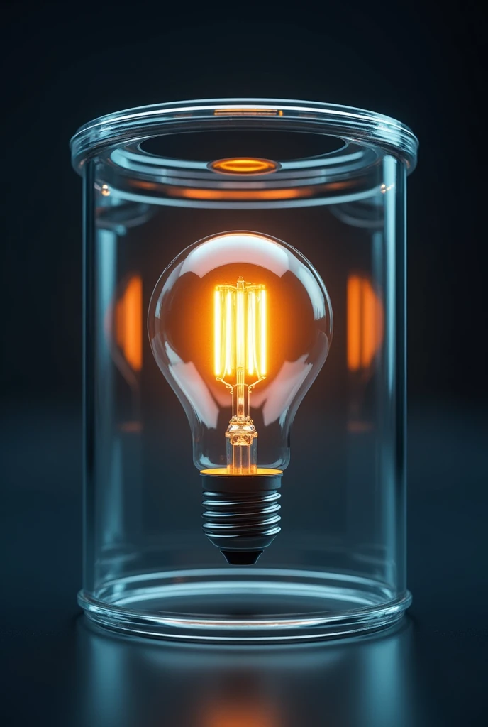 a lighted bulb in an airtight container