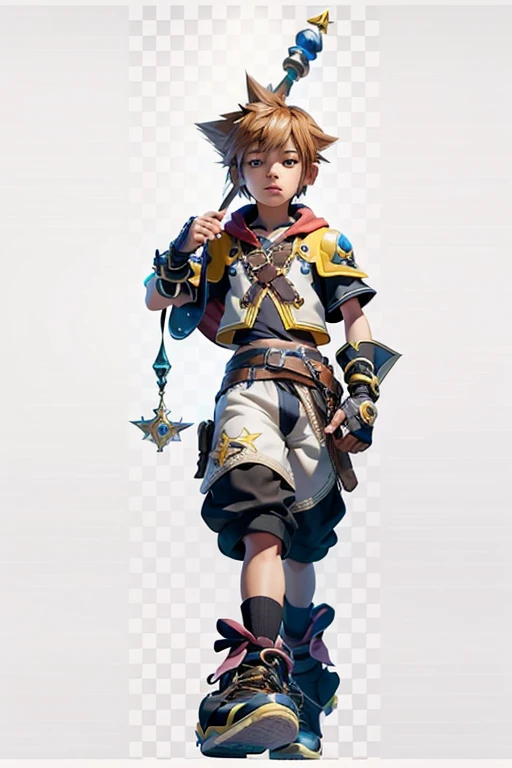 Sora, Kingdom Hearts, beautiful detailed eyes, beautiful detailed lips, extremely detailed face, wearing a diaper, photorealistic, 8k, detailed, masterpiece, intricate, cinematic lighting, dramatic lighting, colorful, vibrant, fantasy