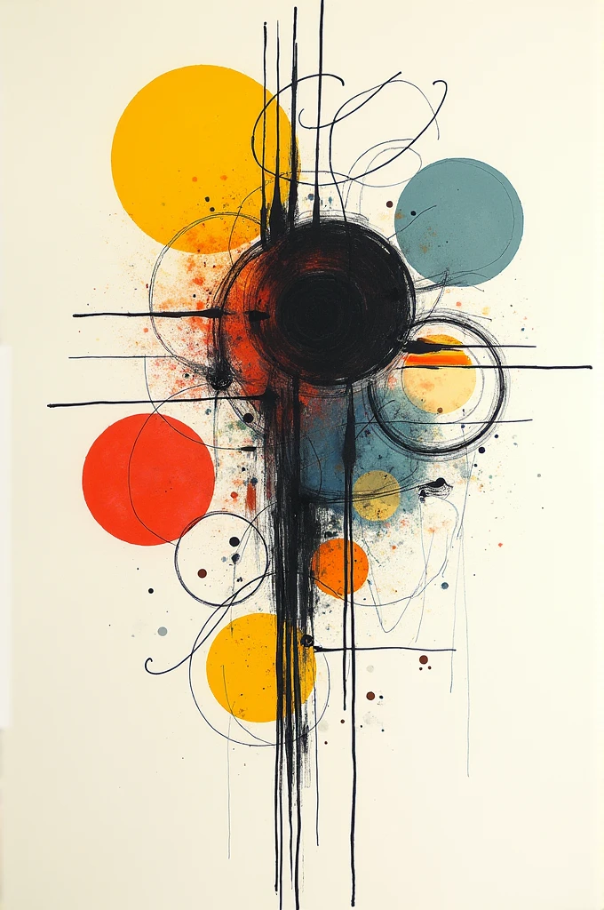 Create an abstract drawing using only lines, taking Wassily Kandinsky as a reference