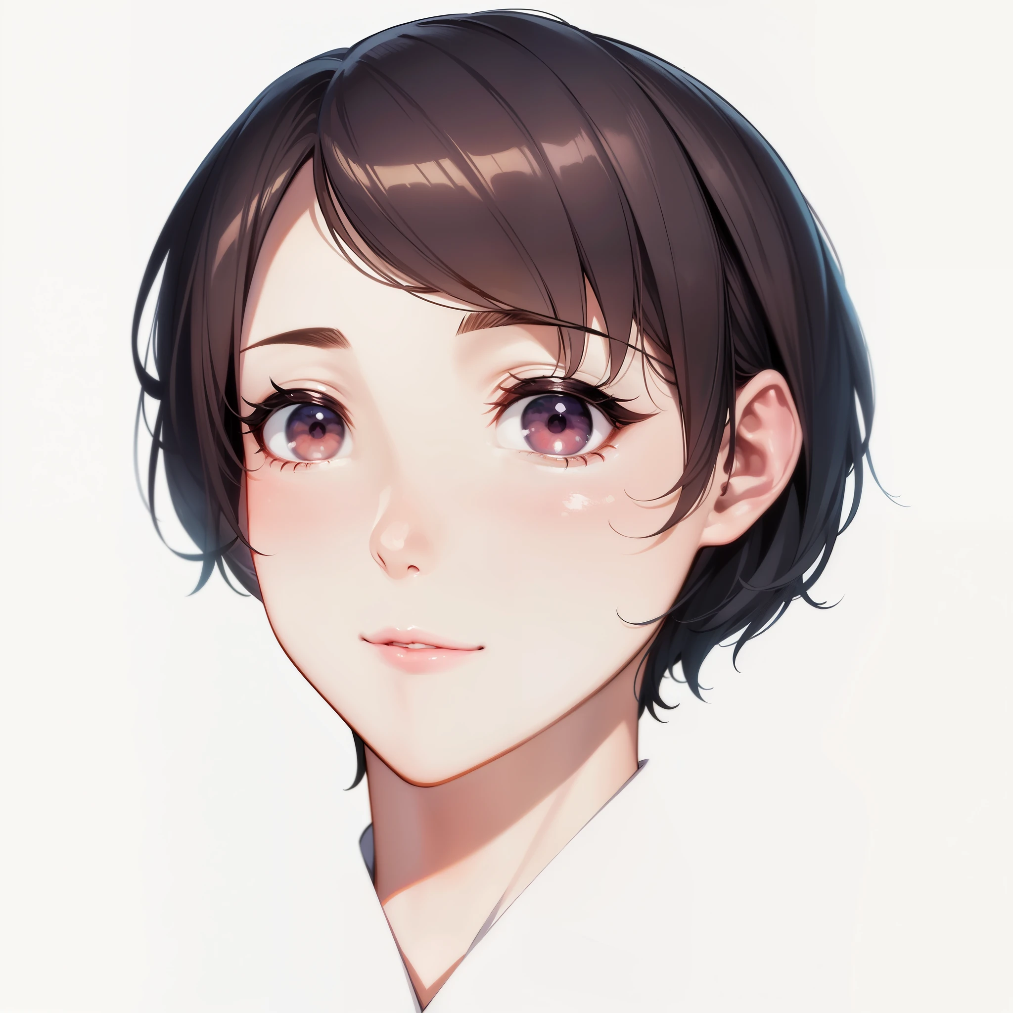 masterpiece、high quality、Very detailed、One woman、Late 20s,solo、Cheek smile、Face close-up、Looking into the camera、office、Anime Style、2D,(Close your mouth),(Don't show your teeth)