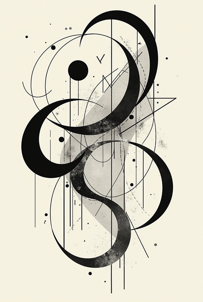Create an abstract drawing only with lines taking Wassily Kandinsky as a reference but without making planes, that is, closed figures, only lines that can be curved., and zigzag, Straight
