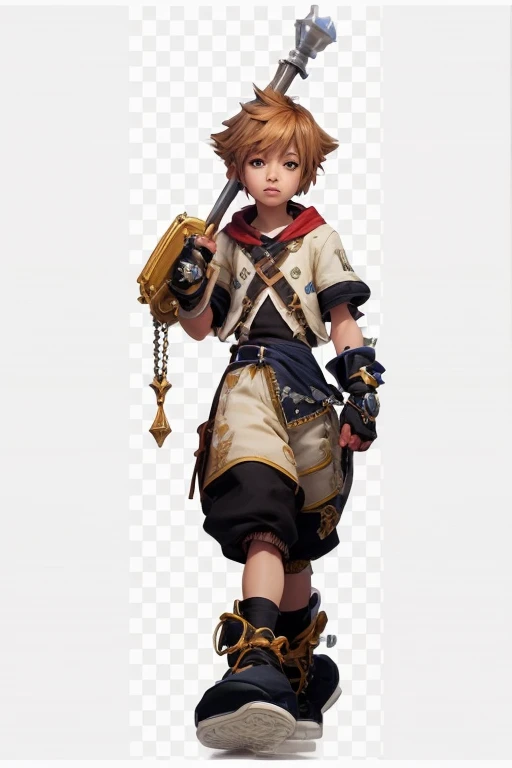 Sora, Kingdom Hearts, beautiful detailed eyes, beautiful detailed lips, extremely detailed face, wearing a diaper, photorealistic, 8k, detailed, masterpiece, intricate, cinematic lighting, dramatic lighting, colorful, vibrant, fantasy