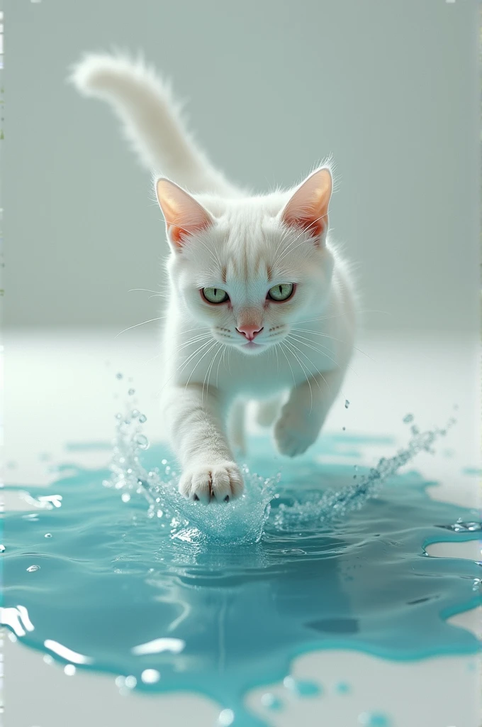 It sounds like you're describing a scene with a symbolic meaning. The white cat running away from the tears could represent a sense of escape or avoidance in the face of emotional distress. If you’d like to explore this scene further or need help with a specific aspect, feel free to share more details!
