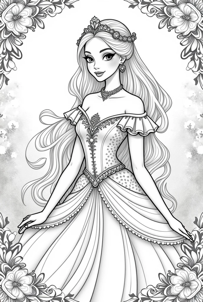 Original coloring book、Princess、beautiful、Sparkling