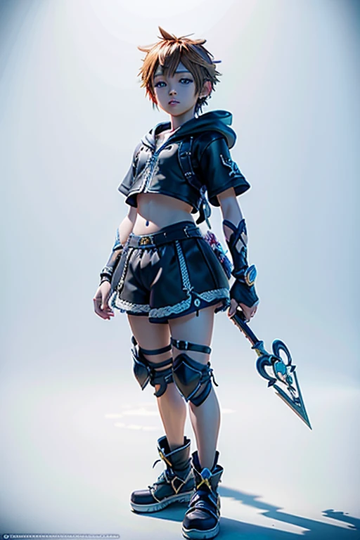 A happy young Yuffie Kisaragi as a female ninja in a fantasy setting. A rogue. Tomboyish. Slim body. Very . Very small breasts. Narrow hips. Slender legs. Face: Soft narrow face with a round chin. Soft small jaw. Very thin eyebrows. big dark-brown eyes. Dark-brown eyecolour. Very short dark-brown hair. Pink rogue armor (bare arms, bare shoulders, bare legs). Background: In a capital city at night with beautiful light and dark contrast.