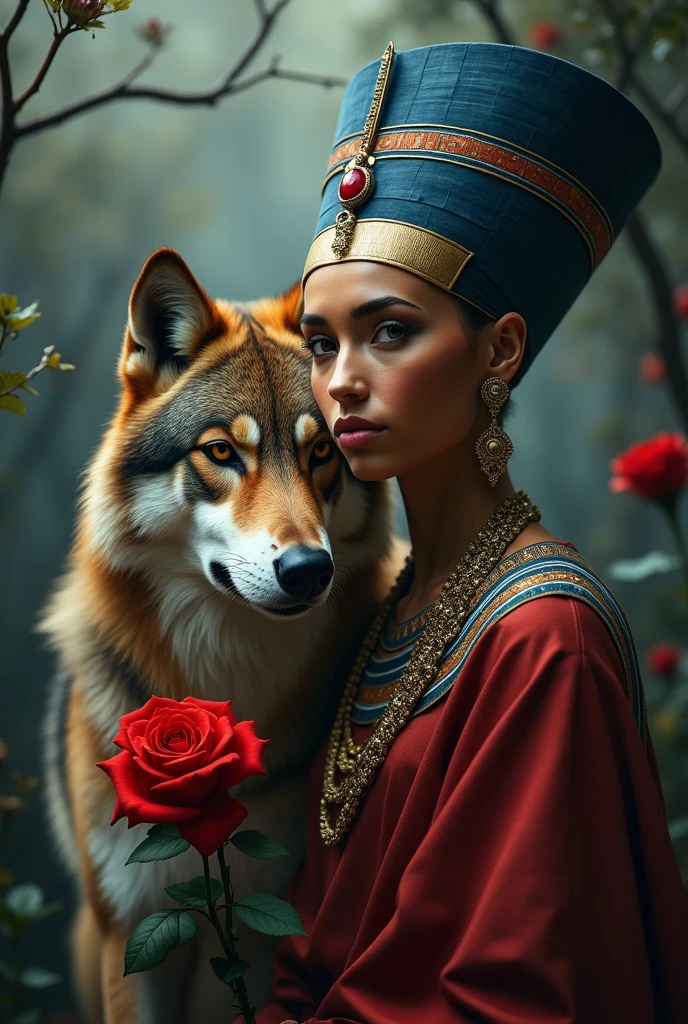 nefertiti , WOLF AND RED ROSE