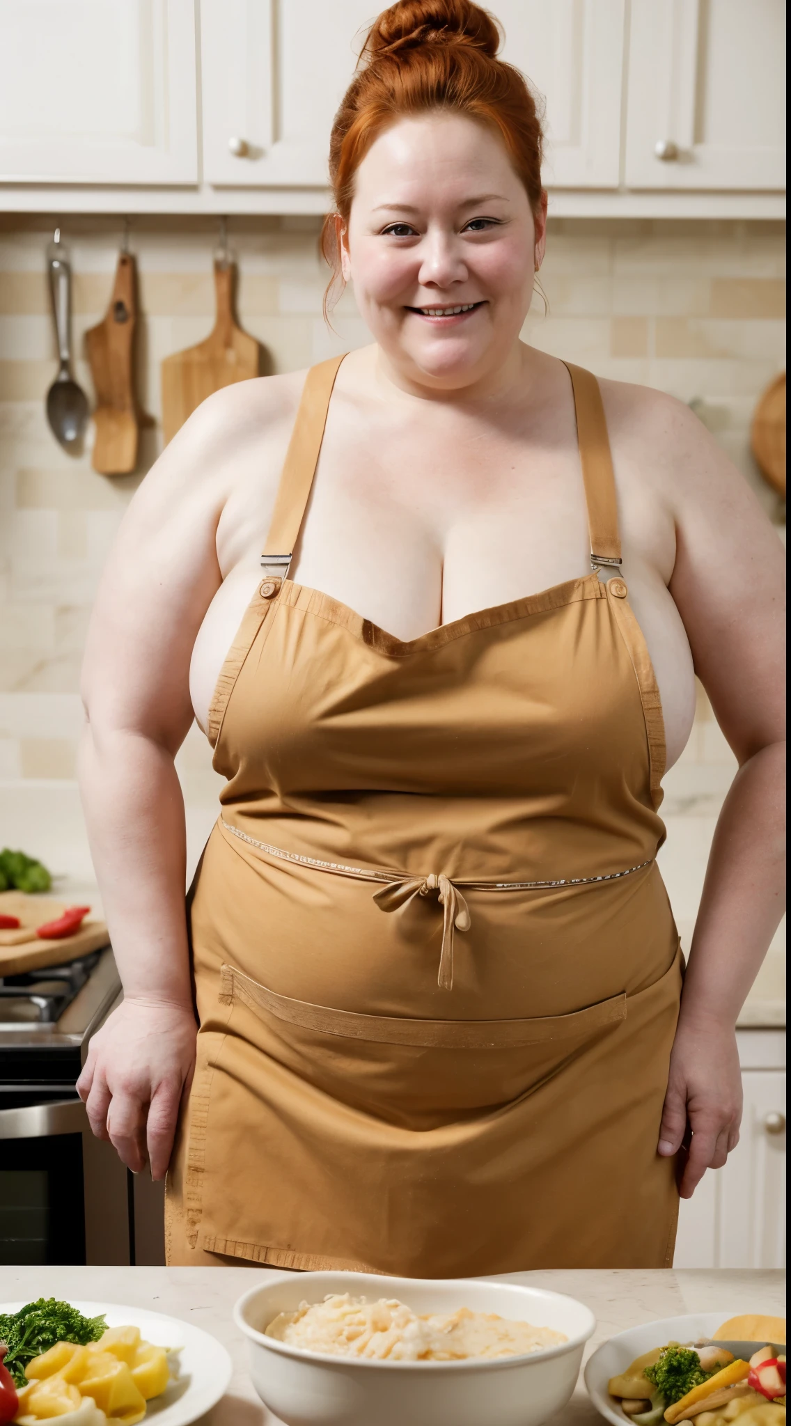 (((Photo Composition))), gravure, highest quality, Very detailed, Realistic, Very detailedskin, Perfect Anatomy, (Japanese MILF),80 years old, big breasts, Mature Woman, Sexy, Chromo White Skin, View your viewers,(((obesity))),Double chin,(Sagging breasts),((Big belly)),((naked apron)),Thick arms,thick upper arms,Thick legs,fat girl,((Pussy juice)),long hair,Facial wrinkles,make up,gater ring,((wet skin)),tanga,((brown hair)), from below,topless, 