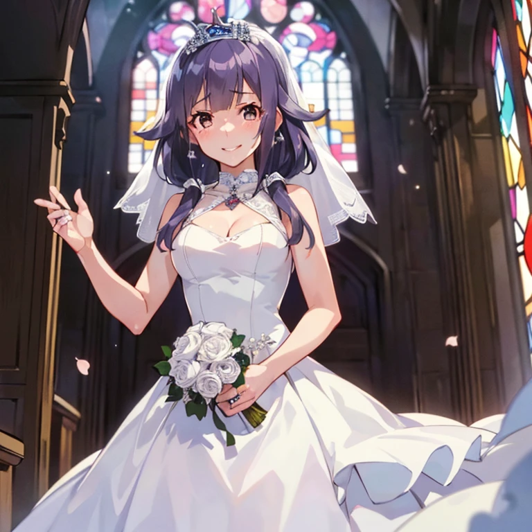 TaigeiKC,
(masterpiece:1.4),(best quality:1.4), (premium:1.4), (great illustration:1.4), (ultra-detailed:1.4),(art CG, 8K), KonishiCSA,1girl,solo, 
(princess line wedding dress:1.4),(Happy Smile:1.4),(cry:1.2),KonishiCSA,church,Stained glass,holylight,

