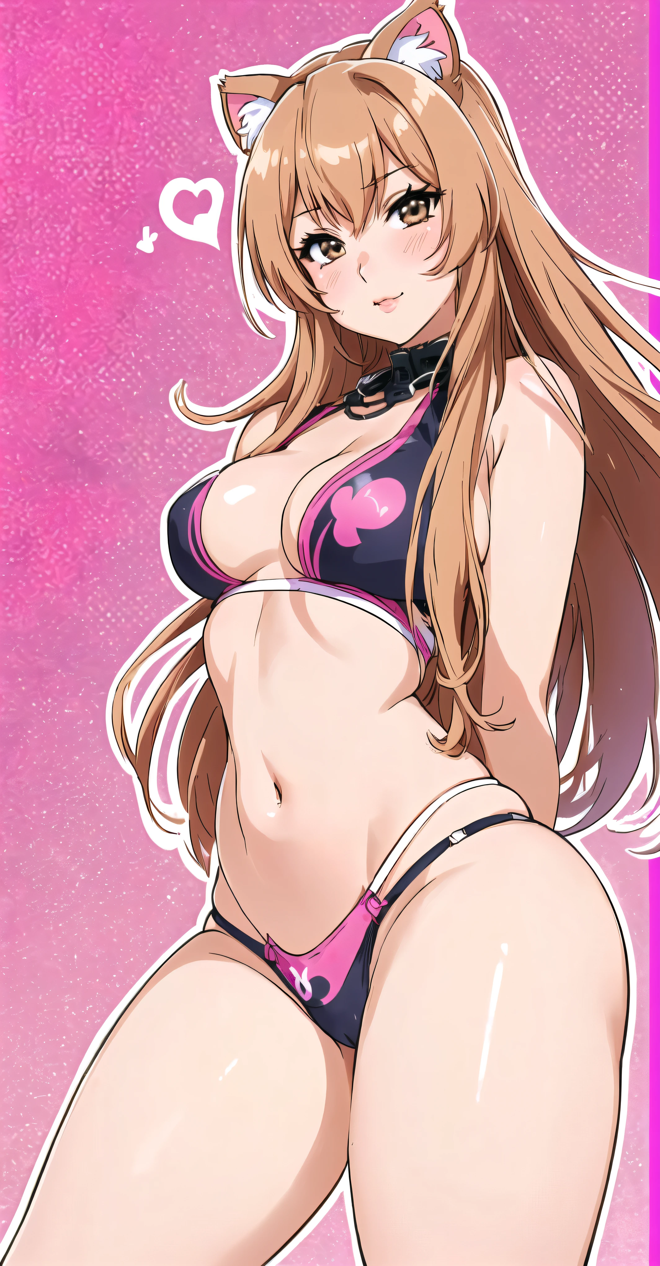 anime girl in a bikini with a cat ears and a tail, oppai, seductive anime girl, beautiful alluring anime teen, biomechanical oppai, marin kitagawa fanart, juri misaki, ecchi anime style, kda, swimsuit, junko enoshima, beautiful alluring anime woman, oppai proportions, anya from spy x family