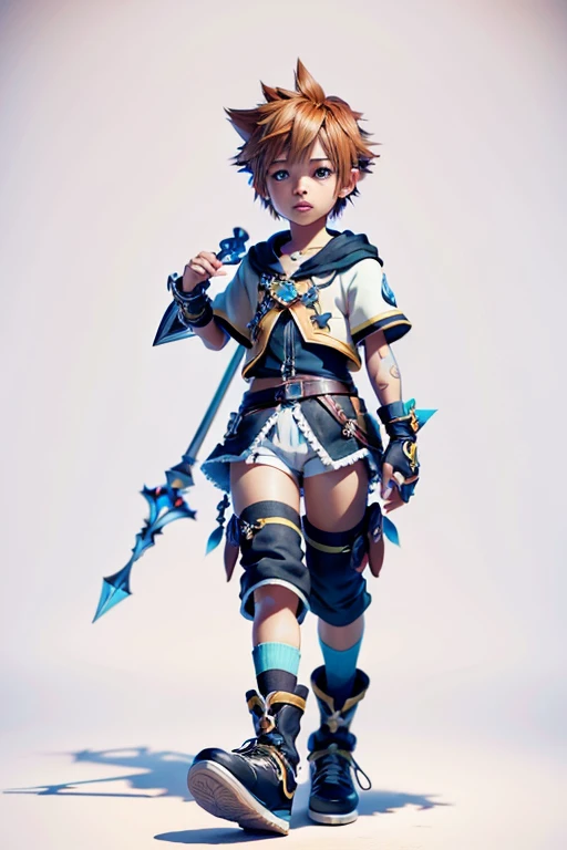 Sora, Kingdom Hearts, beautiful detailed eyes, beautiful detailed lips, extremely detailed face, wearing a diaper, photorealistic, 8k, detailed, masterpiece, intricate, cinematic lighting, dramatic lighting, colorful, vibrant, fantasy
