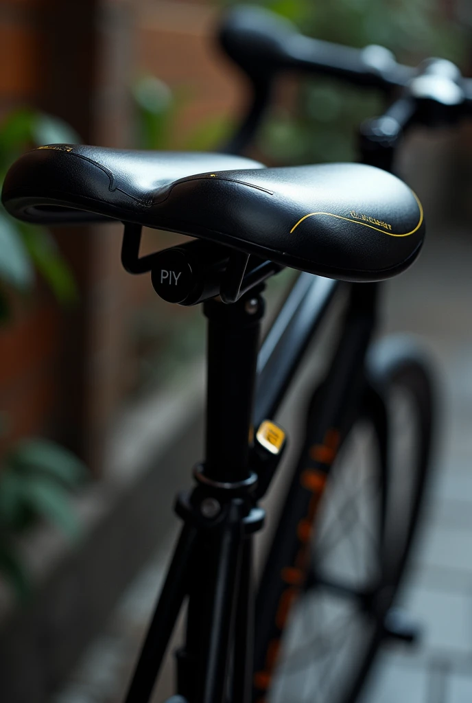 Sexy latex bike saddle with the seat visible from behind