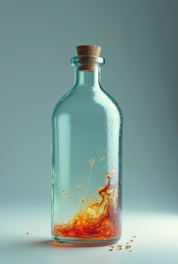 A sealed bottle with gas inside