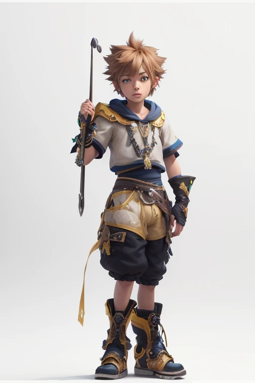 Sora, Kingdom Hearts, beautiful detailed eyes, beautiful detailed lips, extremely detailed face, wearing a diaper, photorealistic, 8k, detailed, masterpiece, intricate, cinematic lighting, dramatic lighting, colorful, vibrant, fantasy