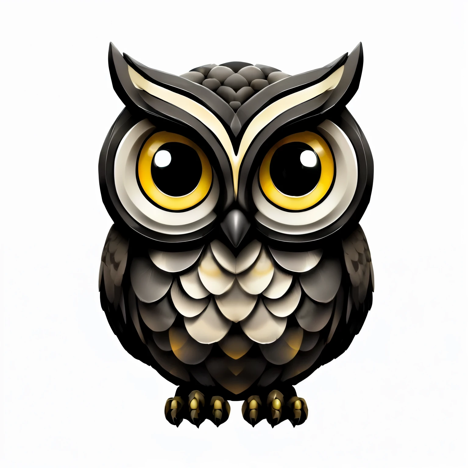 there is a black and white owl with yellow eyes, cute owl, owl, the wisest of all owls, glowing owl, owl studio, alien owl, an owl, mechanical owl, owls, Created with Adobe Illustrator, hyperrealistic robot owl, radiant owl, Youtube thumbnails, nite - owl, YouTube Videos, Big eyes!!!!!!!!, owl wearing black biker jacket,白いowl