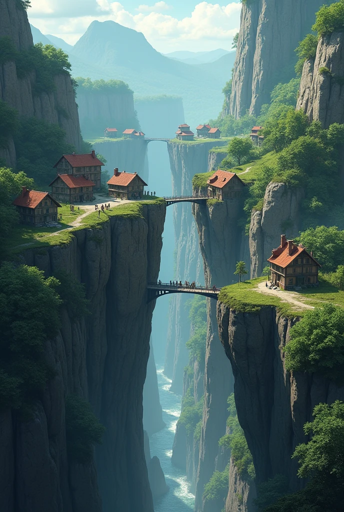 Two villages separated by a cliff