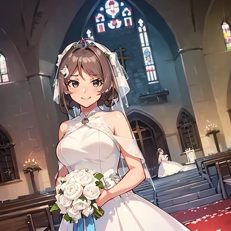ChougeiKC,
(masterpiece:1.4),(best quality:1.4), (premium:1.4), (great illustration:1.4), (ultra-detailed:1.4),(art CG, 8K), KonishiCSA,1girl,solo, 
(princess line wedding dress:1.4),(Happy Smile:1.4),(cry:1.2),KonishiCSA,church,Stained glass,holylight,

