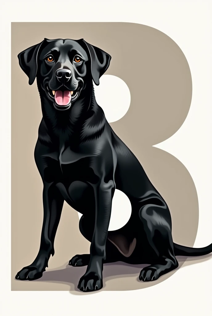 Letter B joined in the shape of a black Labrador dog