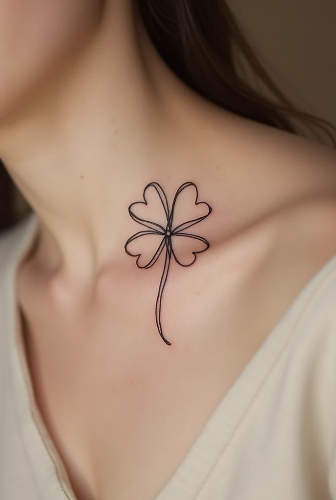 Four-leaf clover tattoo, in a single stroke as if it were a signature
