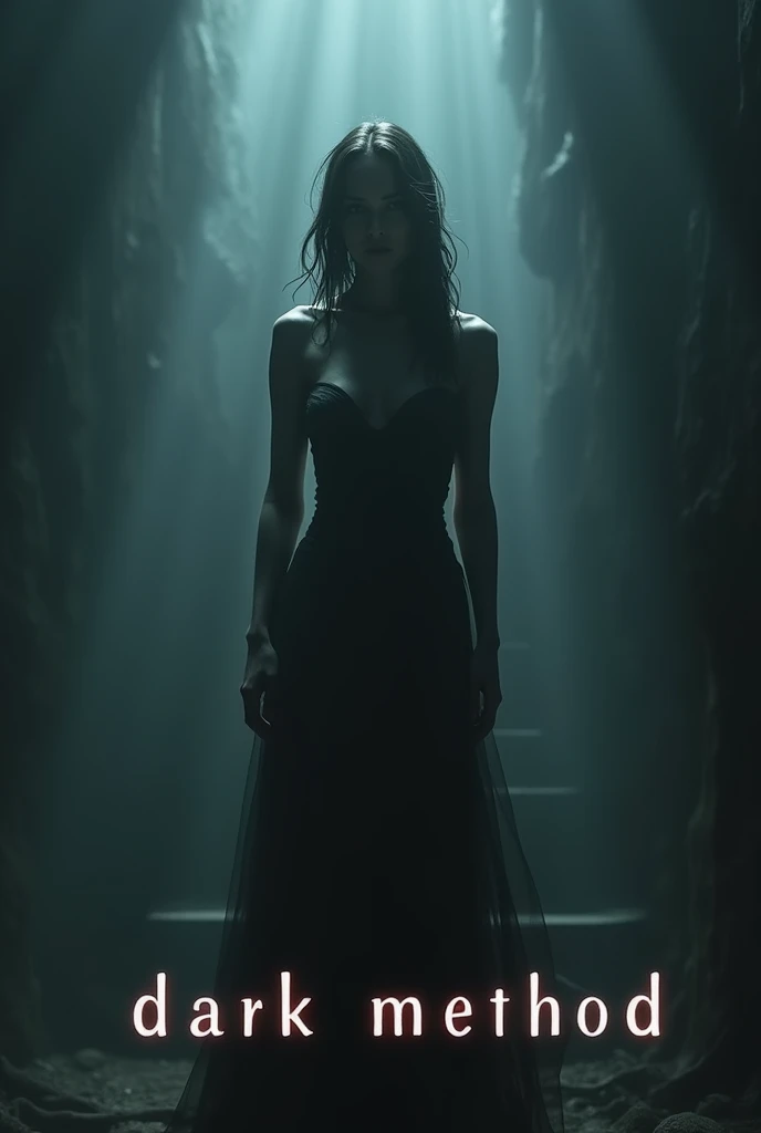 As palavras "Dark Method" written in large letters at the bottom of the screen, mysterious mist, A sinister atmosphere, a production that arouses anxiety and fear, ((work of art, highest quallity, A highest quallity de imagem, high resolution, photorrealistic, CRU photo, 8k)), ((Extremely detailed 8k unified CG wallpaper)), (huge stunning photo of goddess, Very hot and sexy, jaw dropping beauty, perfect proportions, Body cute, Slim Body Beauty:1.4), YouTube logo in the same sinister atmosphere