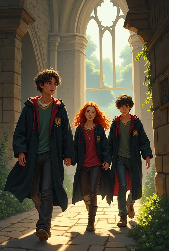 marauders and james sister´s walk around hogwarts