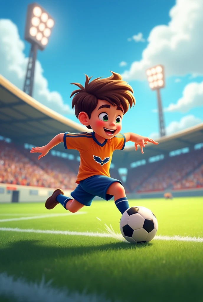 Draw a boy playing soccer